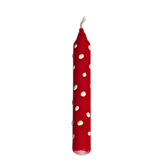 Ahrens Candle - White Dots Red Celebration Candle