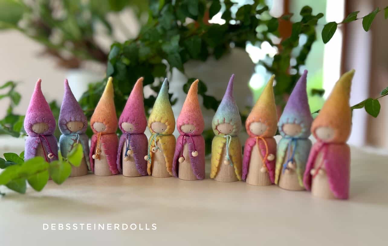 Deb’s Steiner Dolls - Gradient Rainbow Gnome Medium