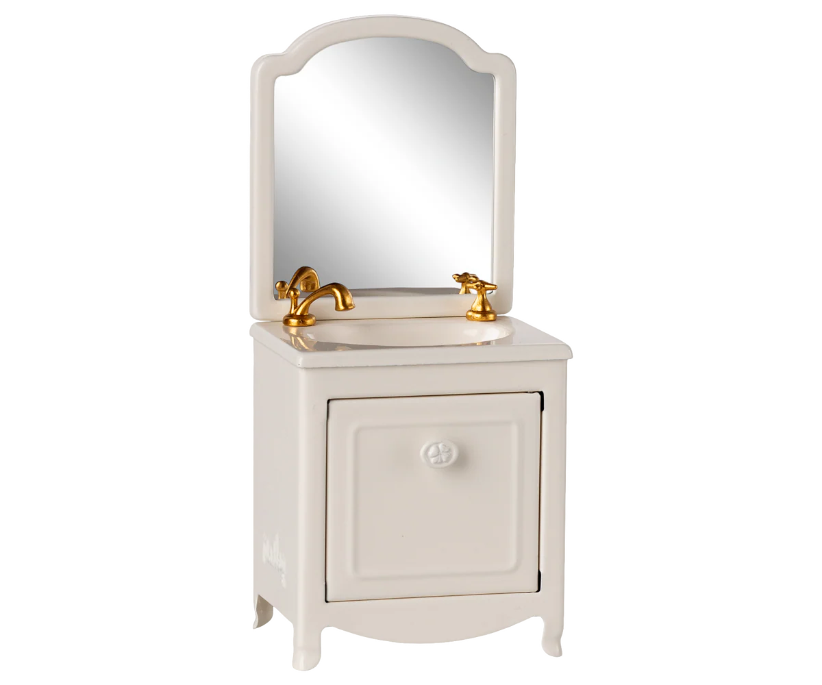 Maileg - Sink Dresser and Mirror for Mouse Off-White ONLINE ONLY