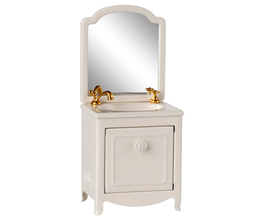 Maileg - Sink Dresser and Mirror for Mouse Off-White ONLINE ONLY