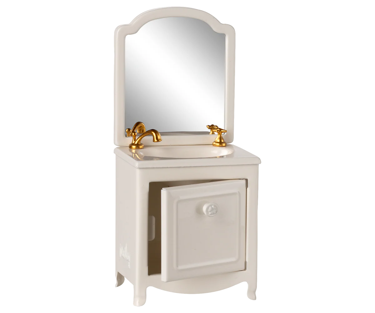 Maileg - Sink Dresser and Mirror for Mouse Off-White ONLINE ONLY