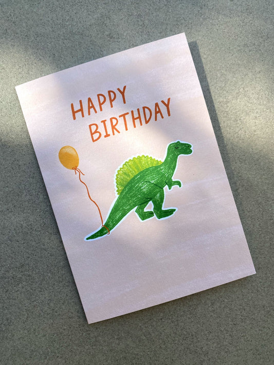 Lauren Sissons Studio - Dinosaur Balloon Birthday Card