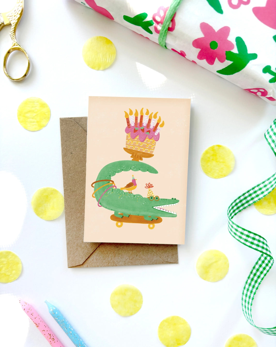 Lauren Sissons Studio - Crocodile Mini Birthday Card