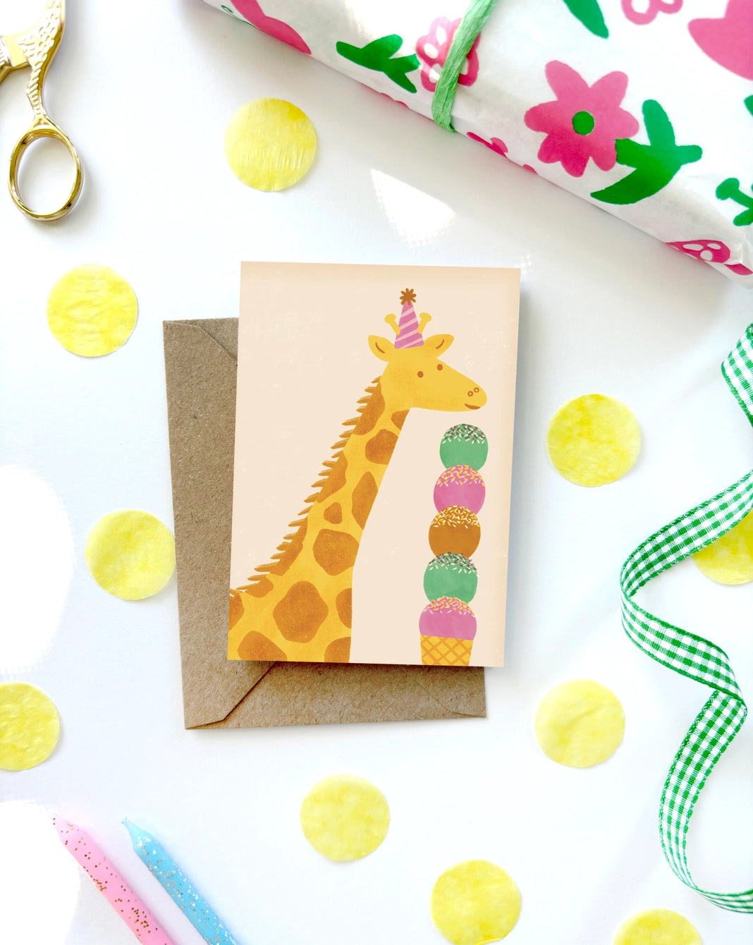 Lauren Sissons Studio - Giraffe Mini Birthday Card