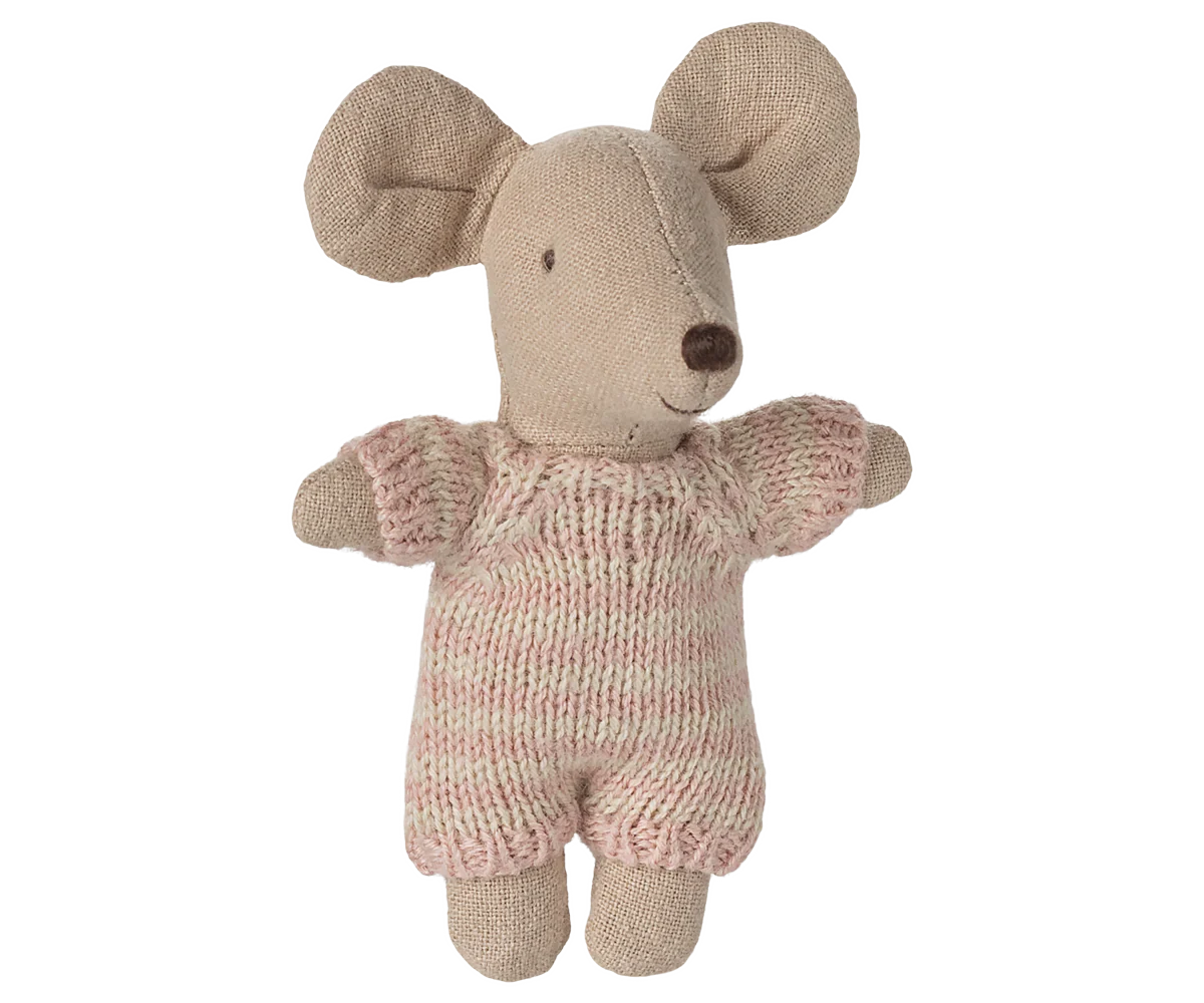 Maileg - Baby Mouse in Carry Cot Rose