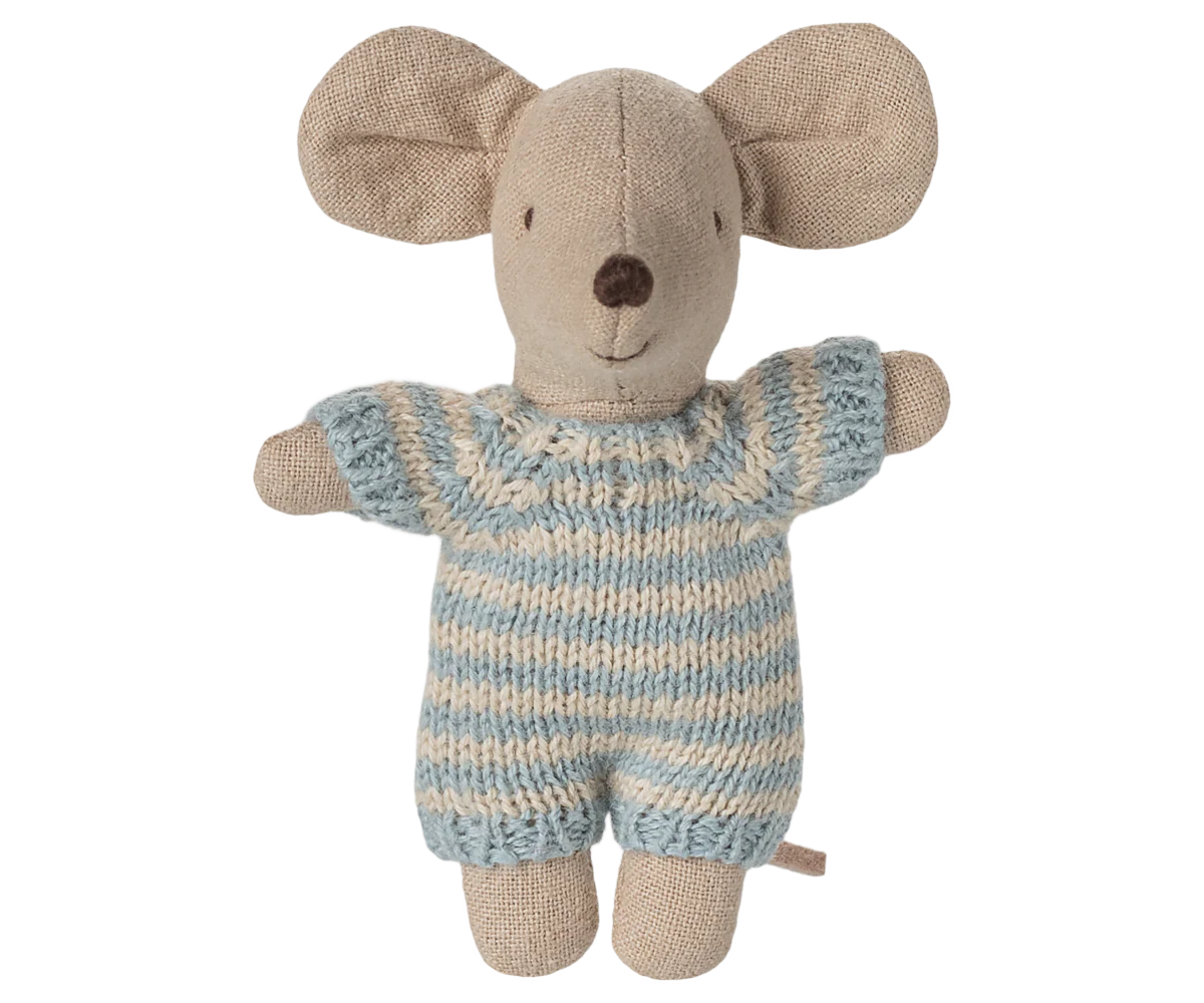 Maileg - Baby Mouse in Carry Cot Blue