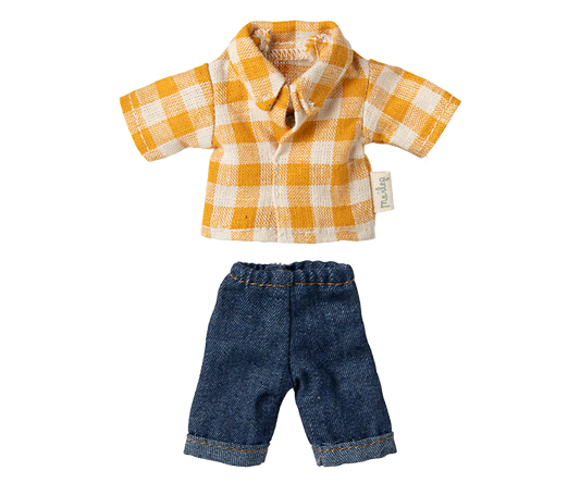 Maileg - Yellow Checked Shirts and Pants for Dad Mouse