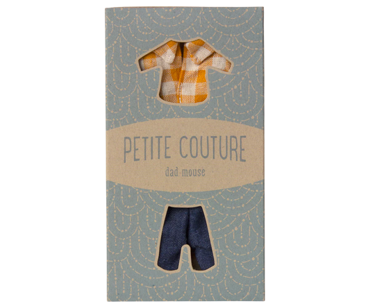 Maileg - Yellow Checked Shirts and Pants for Dad Mouse