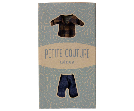 Maileg - Brown Checked Shirts and Pants for Dad Mouse