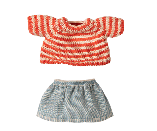Maileg - Knitted Sweater and Skirt for Big Sister Mouse