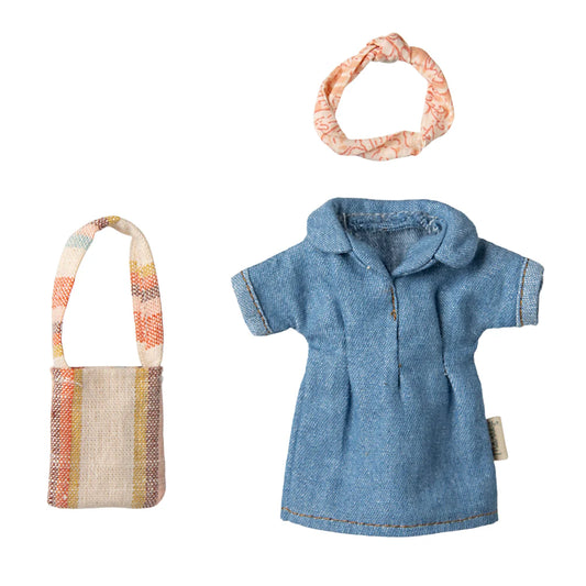 Maileg - Denim Dress and Bag for Mum Mouse
