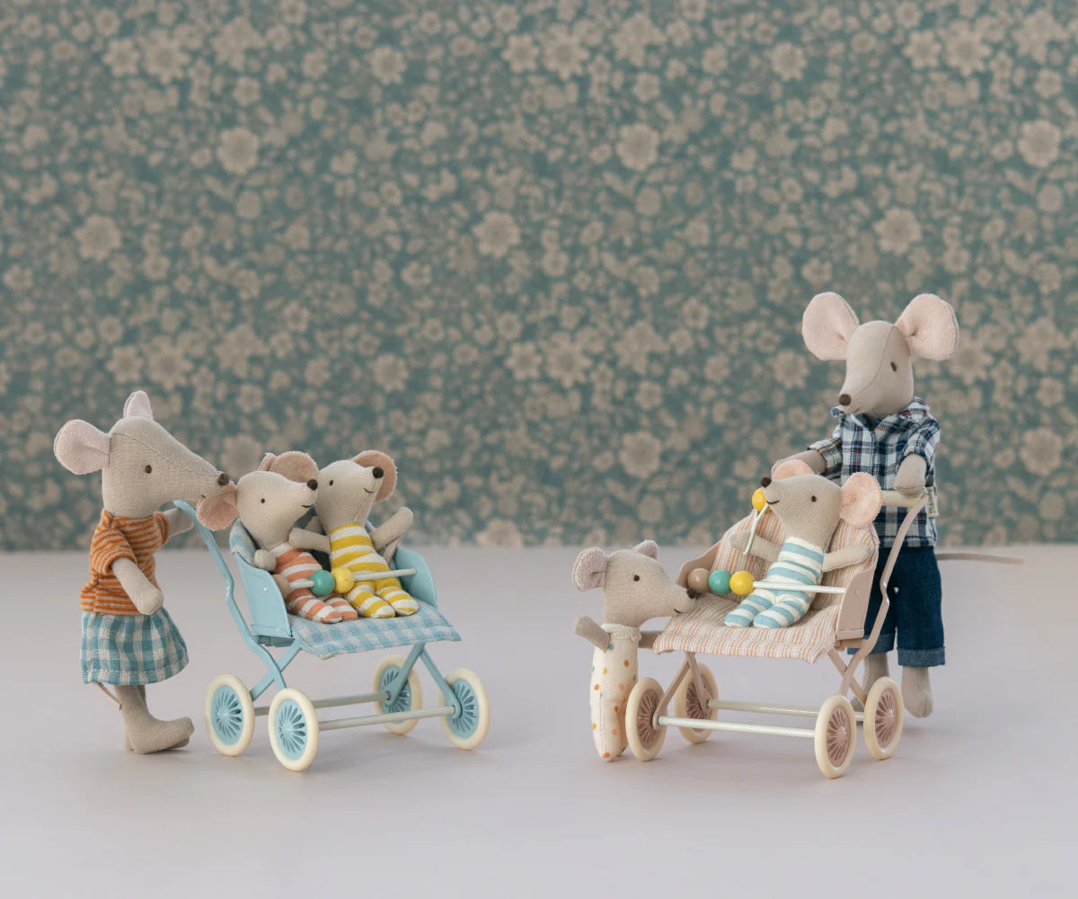 Maileg Stroller Baby Mice Mint - Cheeky Junior