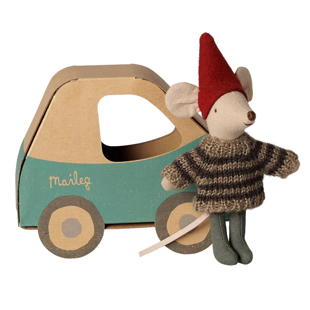 Maileg - Christmas Little Brother Mouse in Car Box