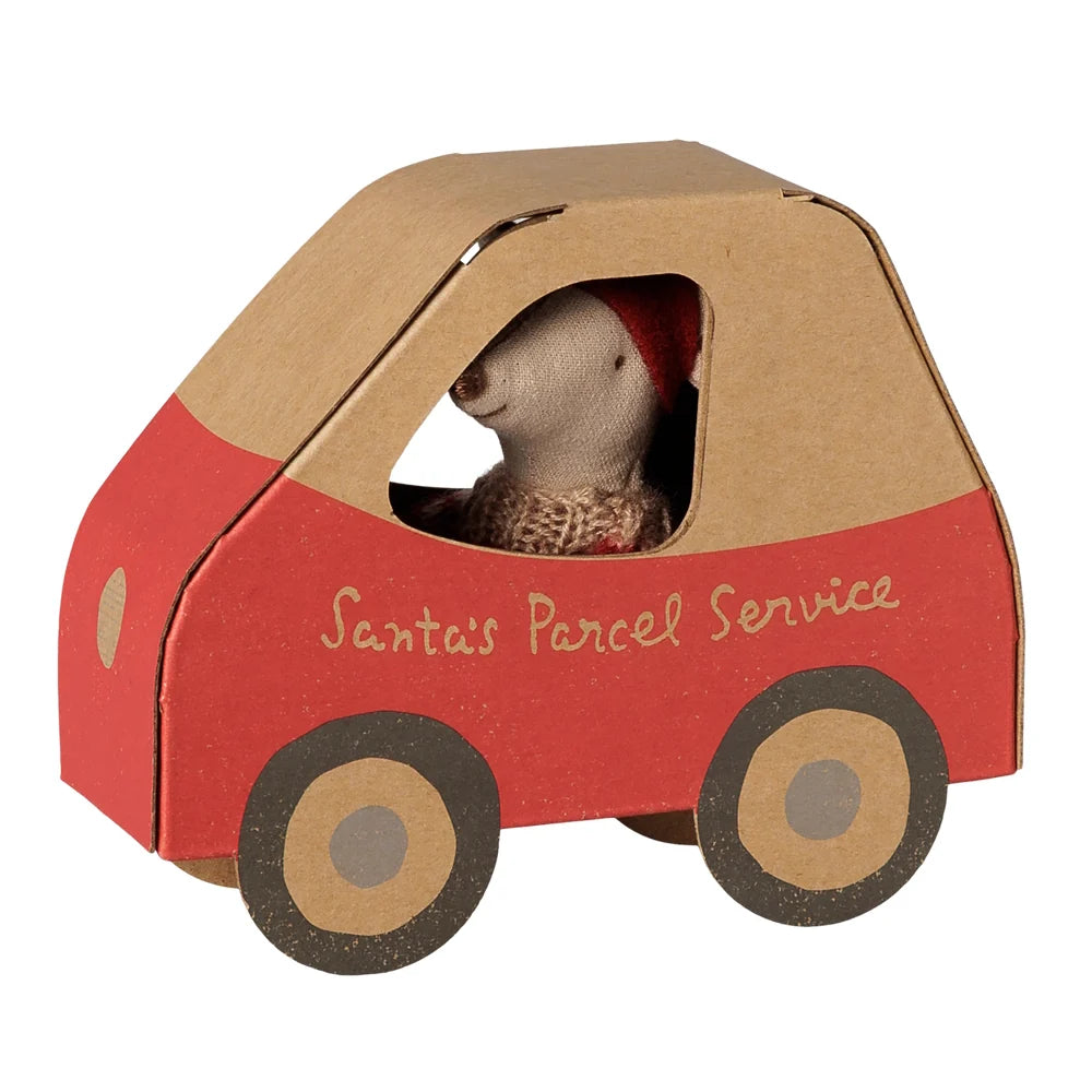 Maileg - Christmas Little Sister Mouse in Car Box