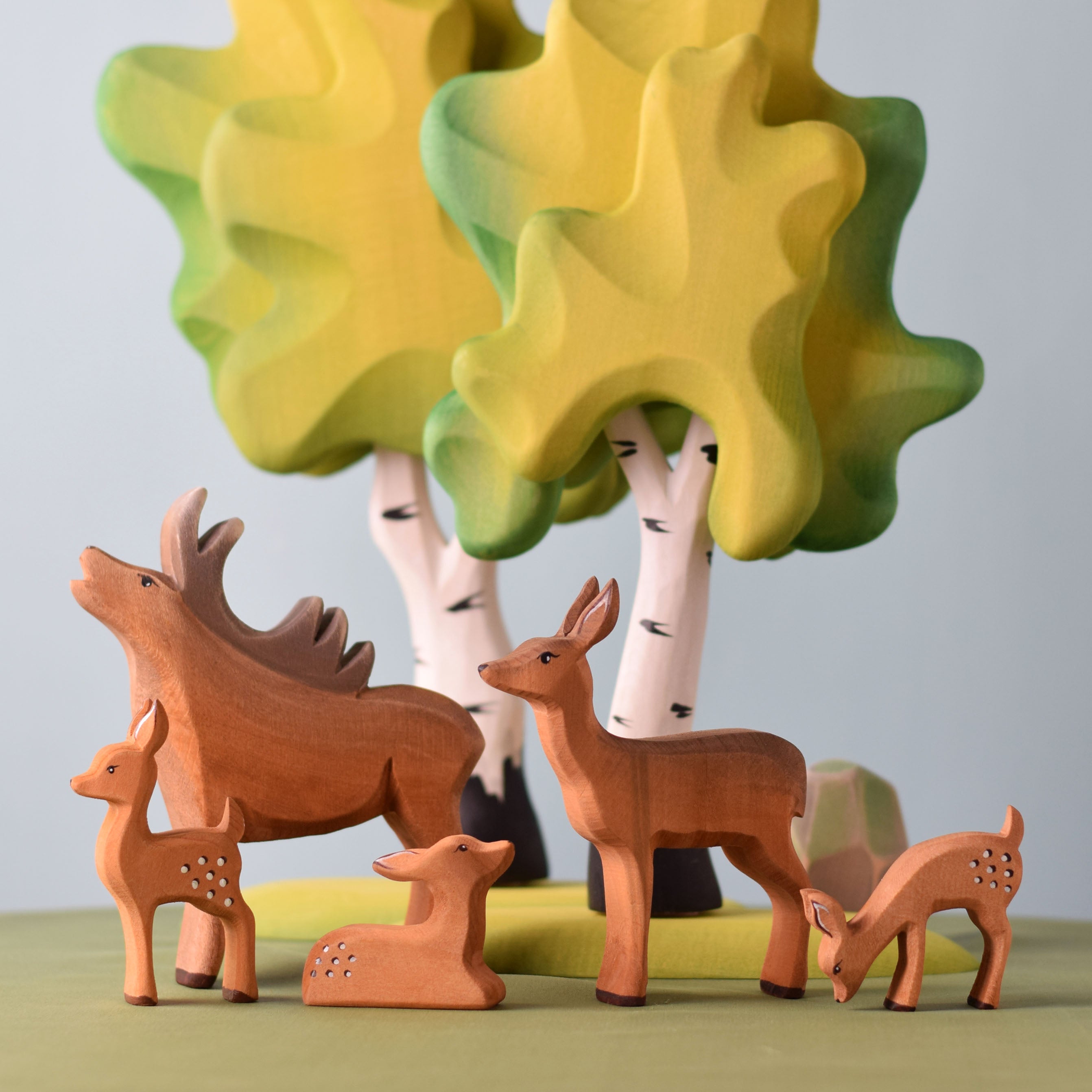 Bumbu Toys Brown Fawn Deer (Standing, Eating and Resting) - Cheeky Junior