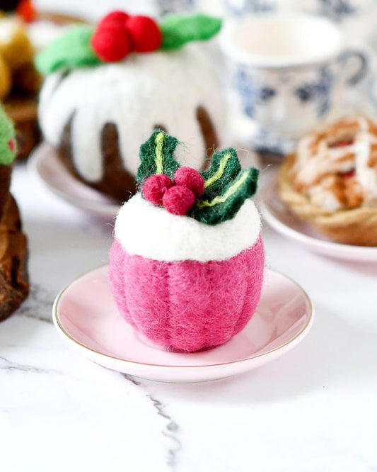 Tara Treasures - Felt Holly Berry Cupcake