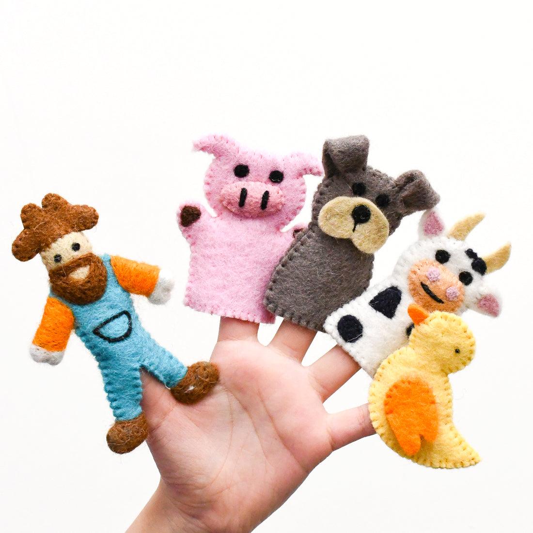 Tara Treasures Old MacDonald Farm Animals Finger Puppet Set A - Cheeky Junior