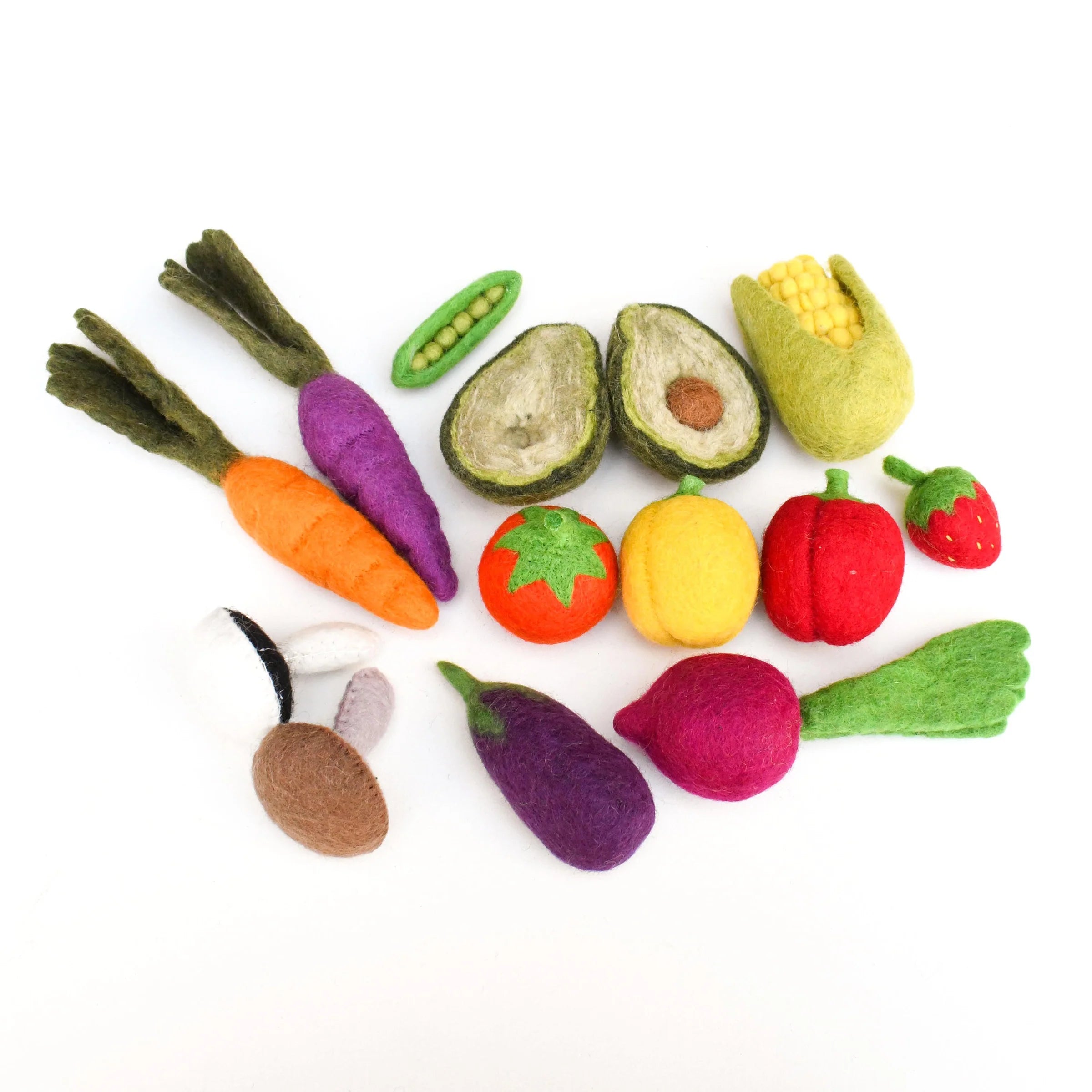 Tara Treasures Felt Vegetables and Fruits Set A - 14 pieces - Cheeky Junior