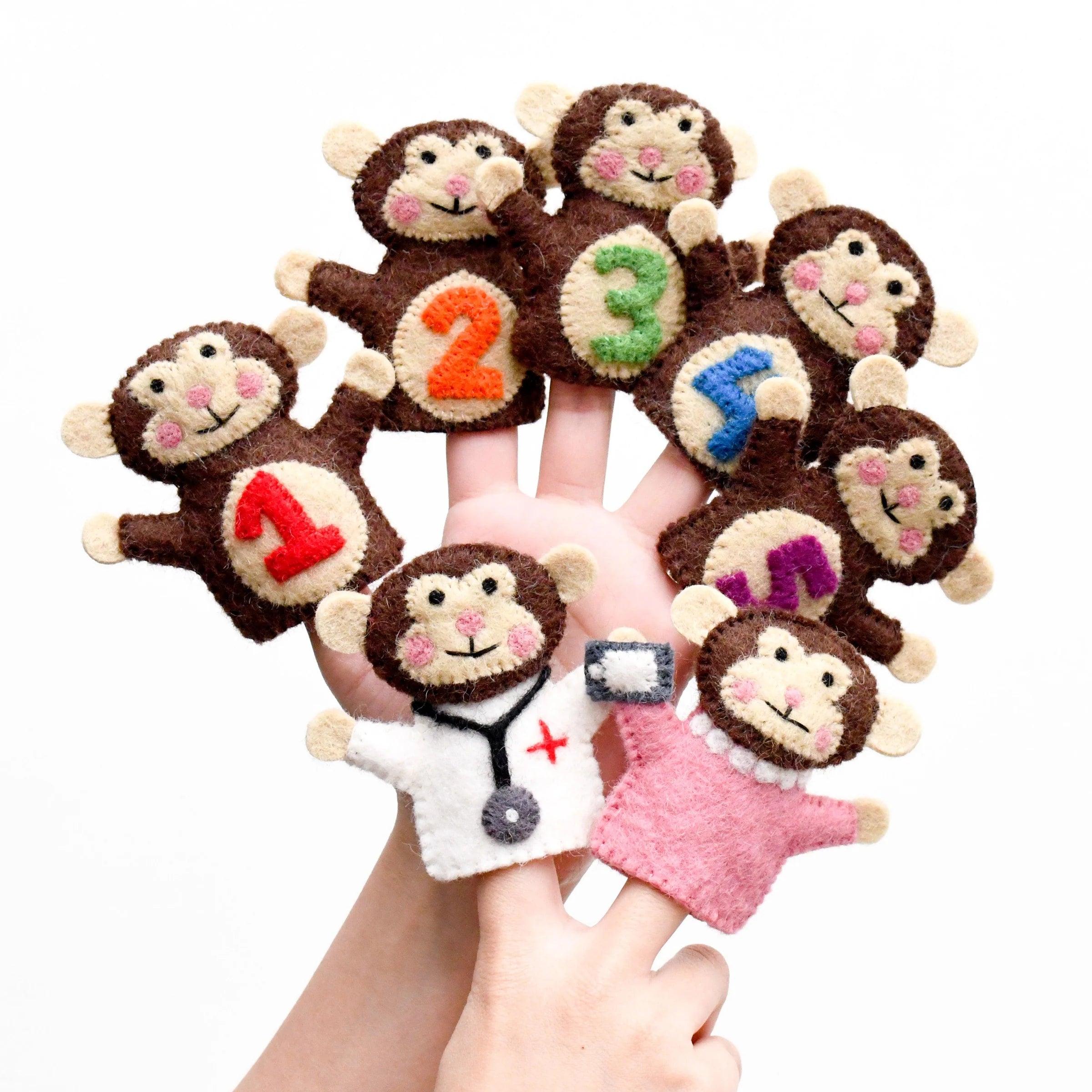 Tara Treasures Five Little Monkeys Finger Puppet Set - Cheeky Junior