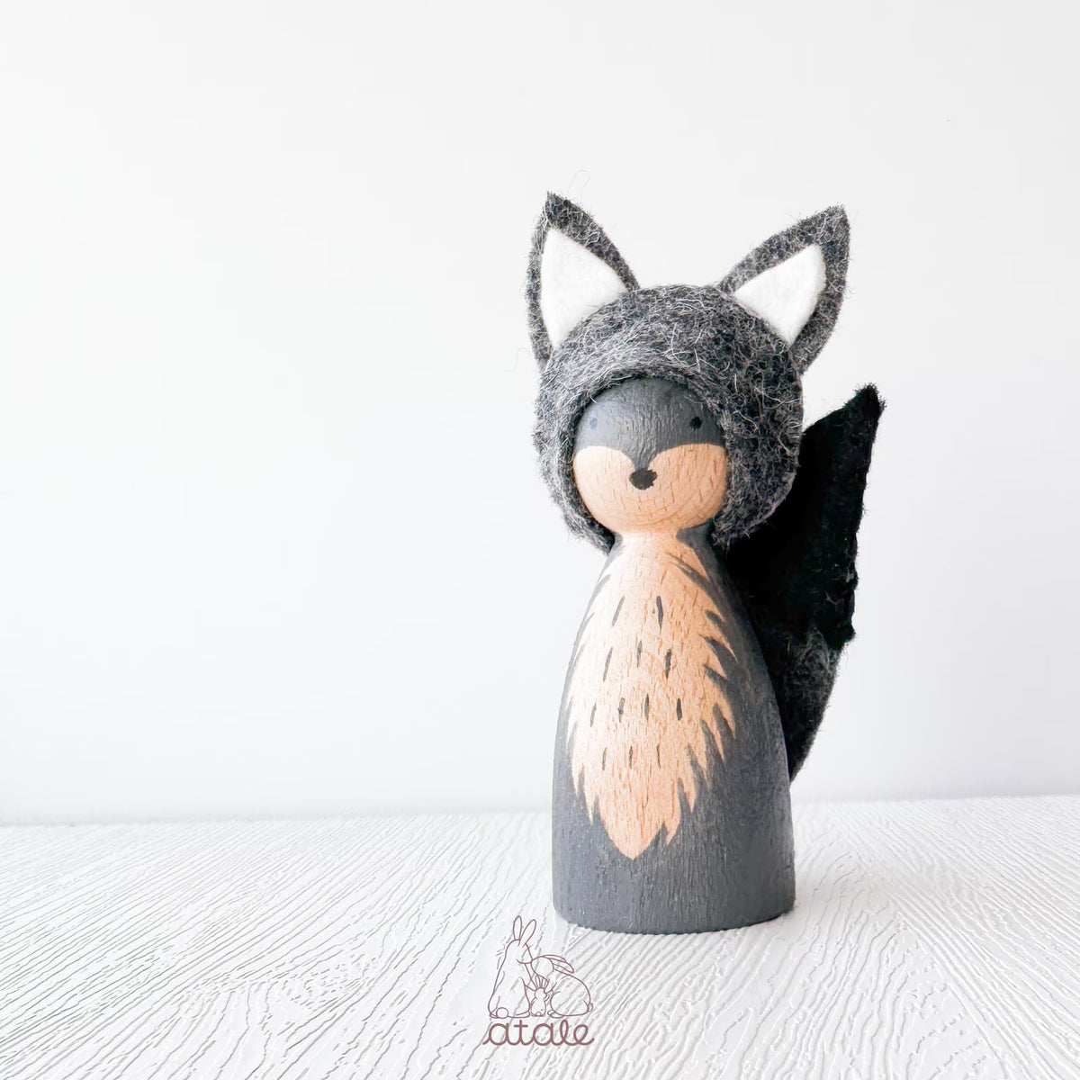 Atale - Wolf Wooden Peg Doll