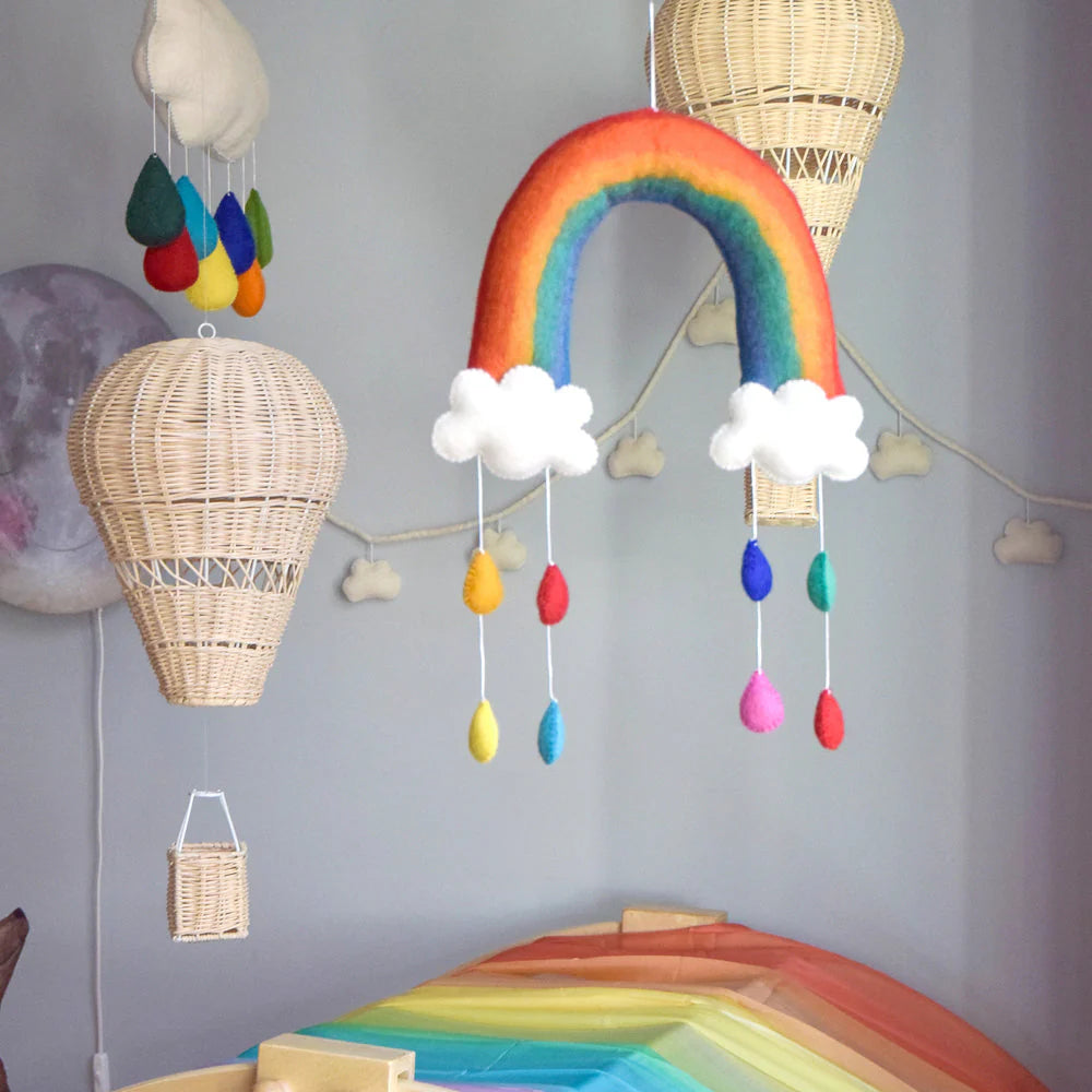 Tara Treasures - Rainbow with Raindrops Mobile