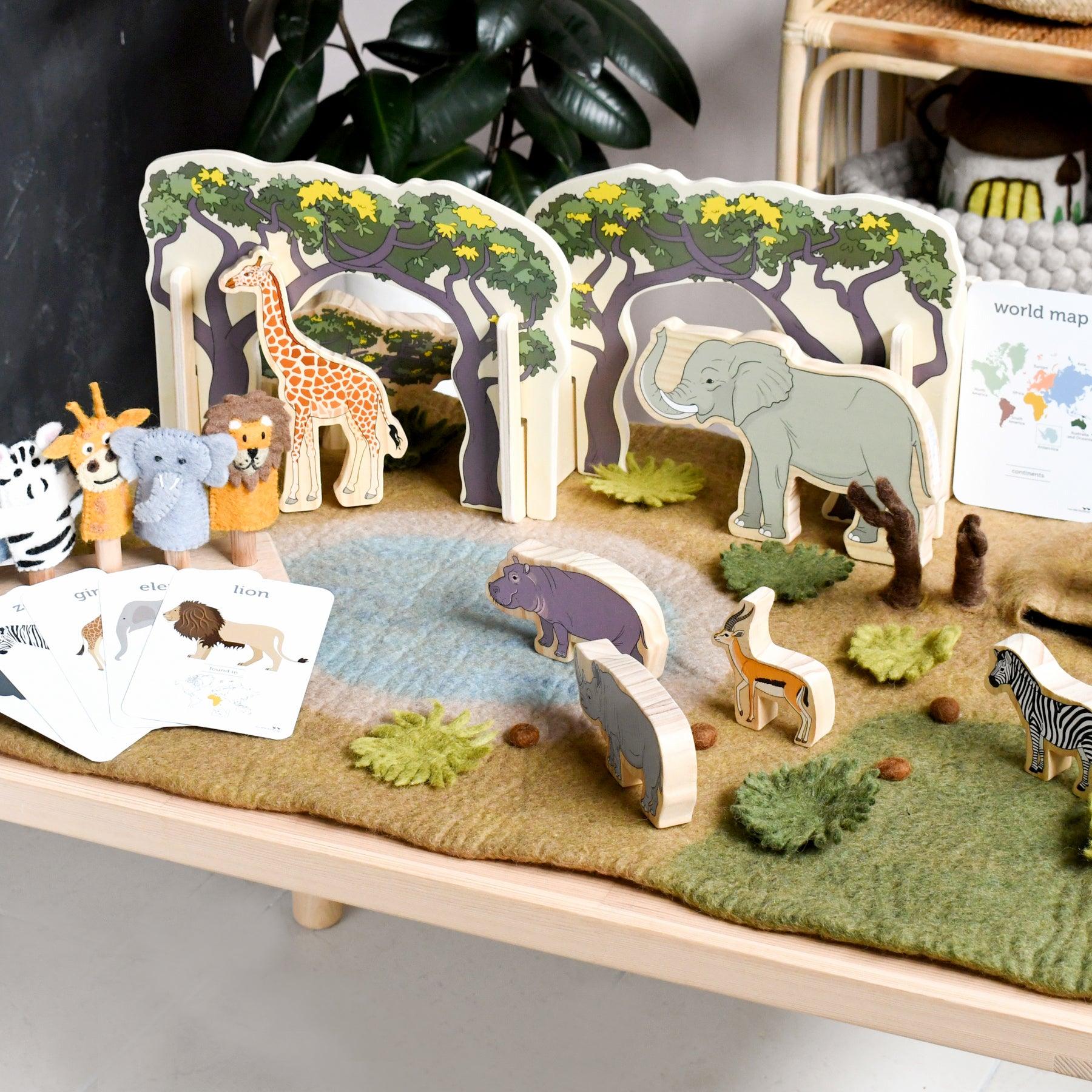 Tara Treasures Large Safari Felt Play Mat Playscape - Cheeky Junior