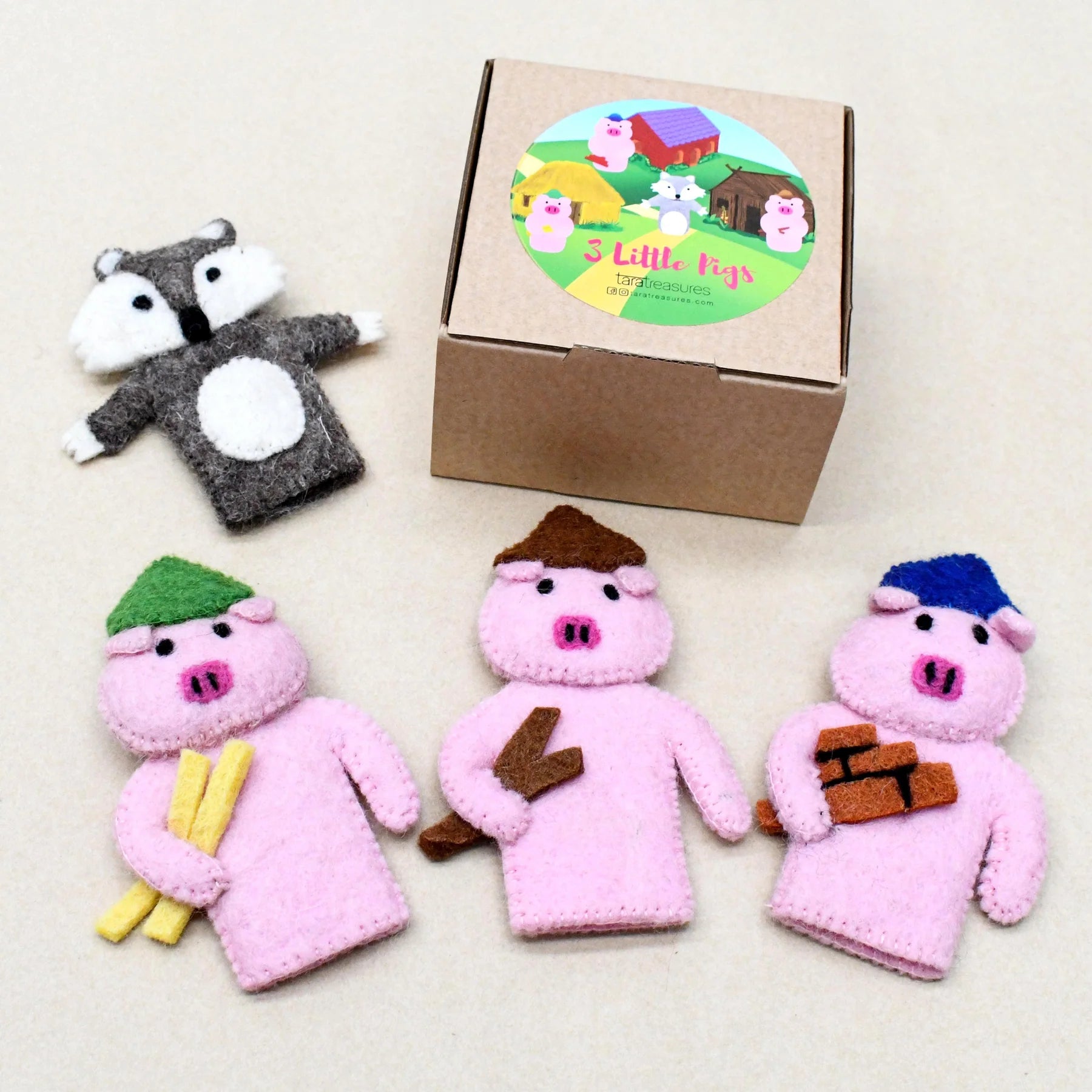 Tara Treasures The Three Little Pigs Finger Puppet Set - Cheeky Junior